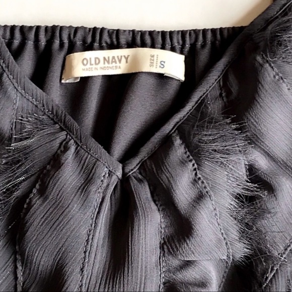 Old Navy Ruffle Front Lined Gray Tank Small - Picture 6 of 7